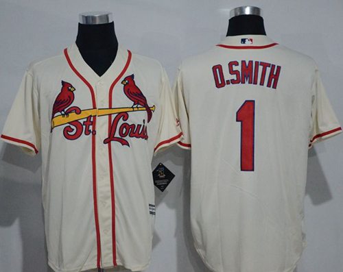 Cardinals #1 Ozzie Smith Cream New Cool Base Stitched MLB Jersey